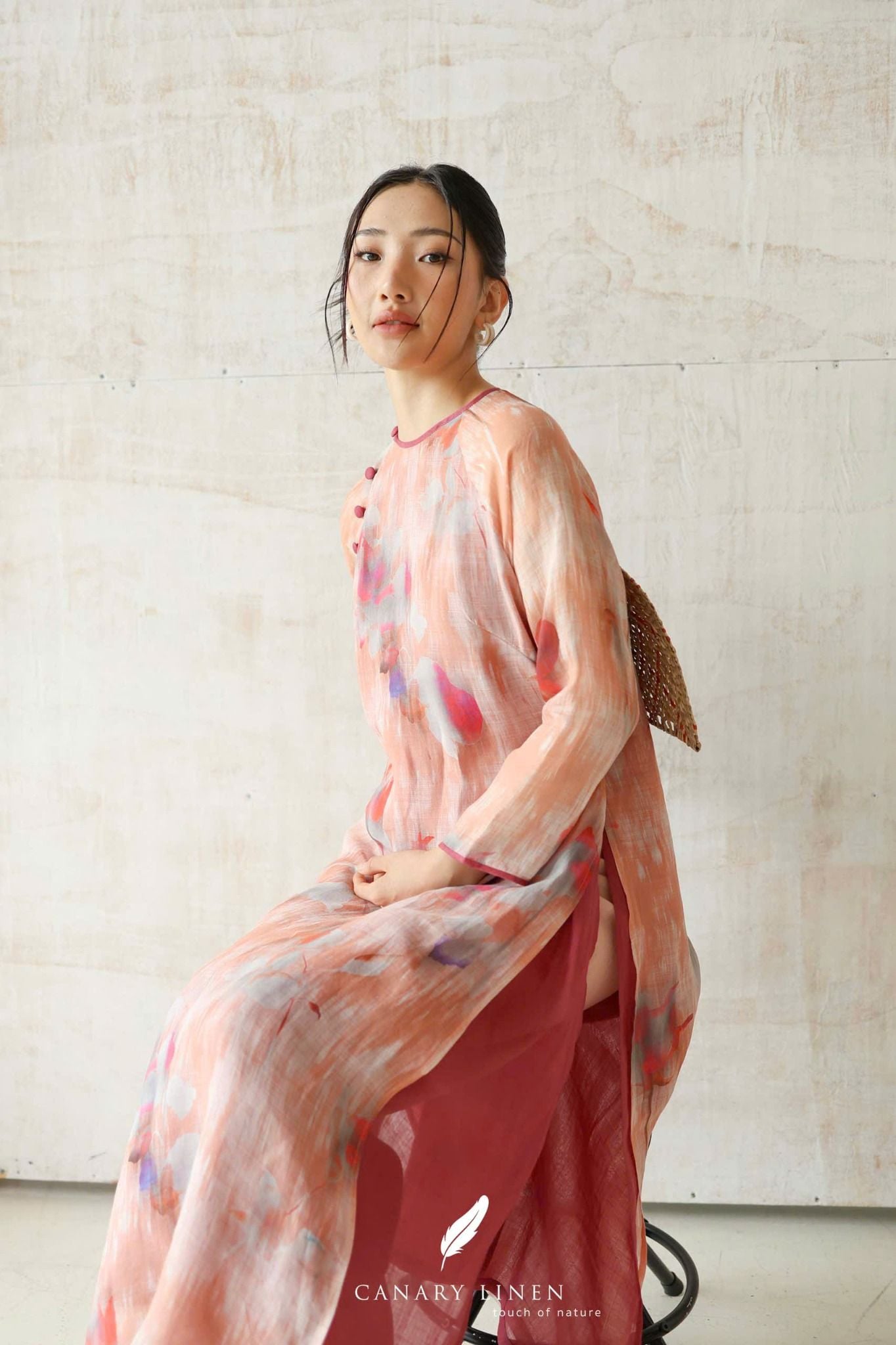  Áo dài cổ tròn - Phi Hoa 