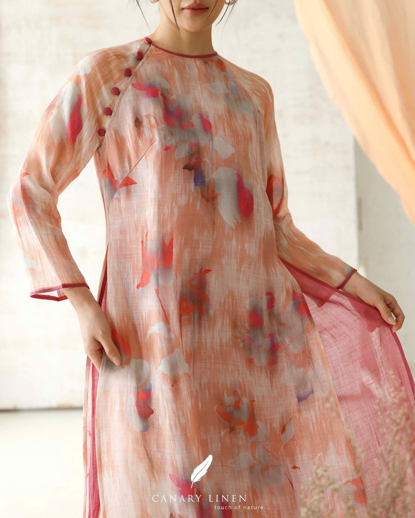  Áo dài cổ tròn - Phi Hoa 