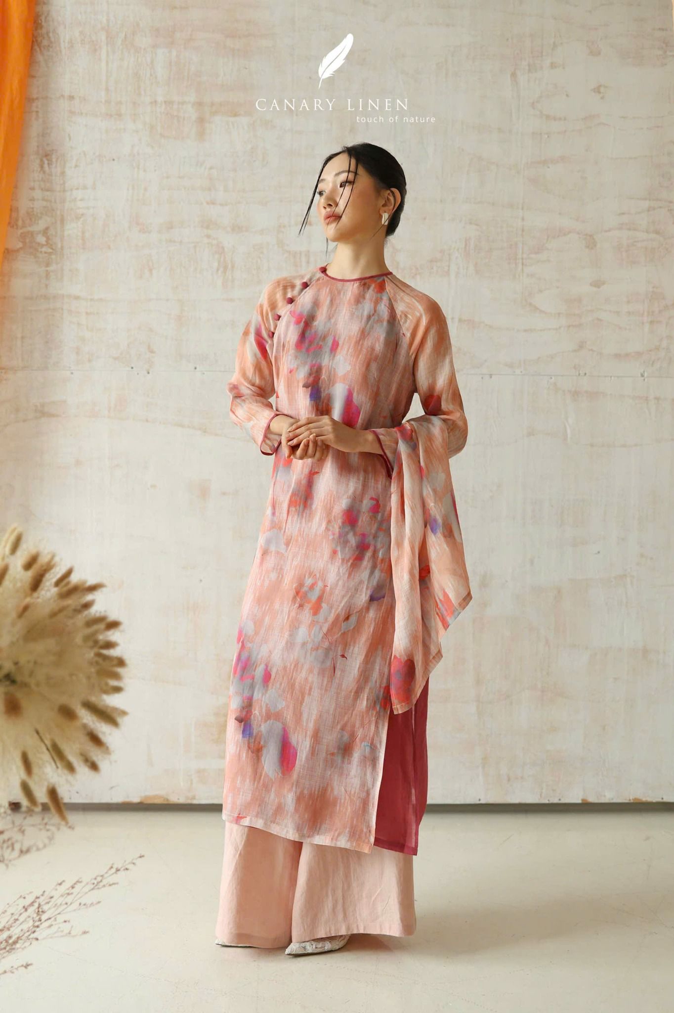  Áo dài cổ tròn - Phi Hoa 