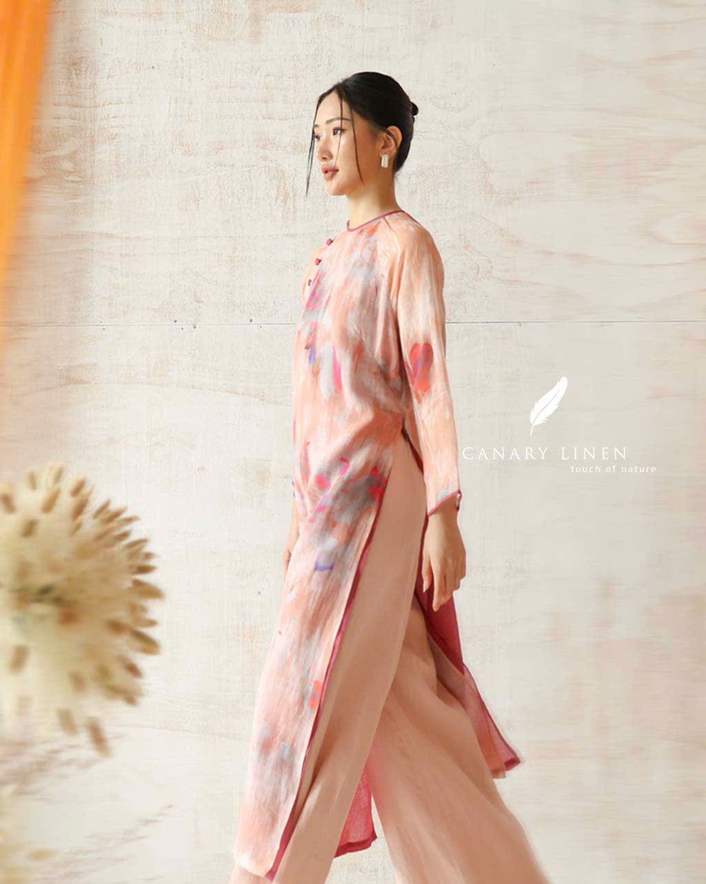  Áo dài cổ tròn - Phi Hoa 