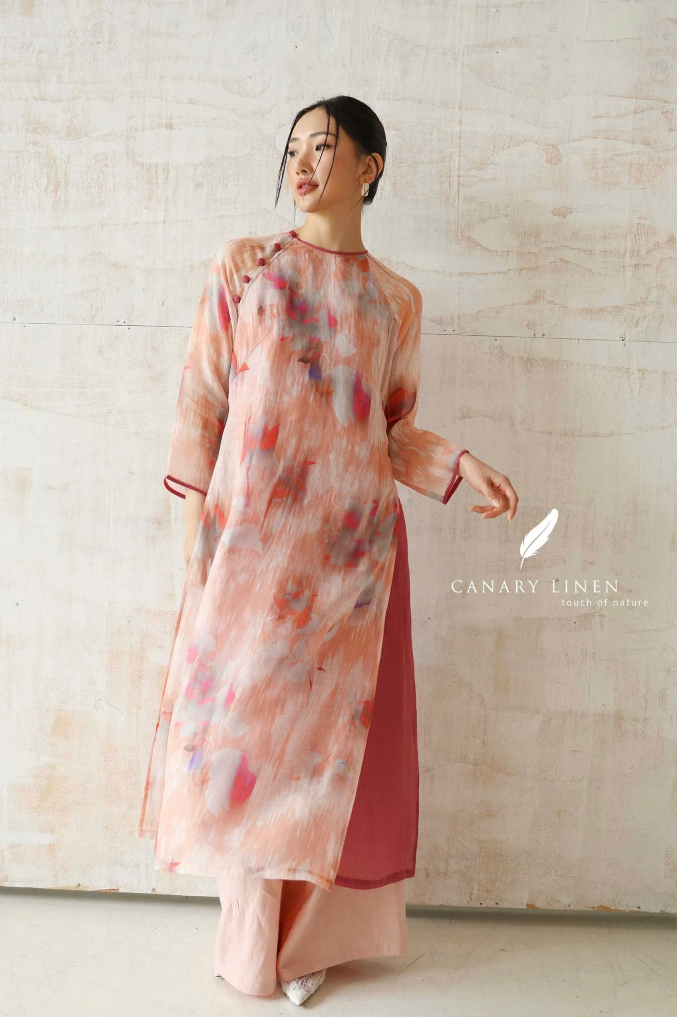  Áo dài cổ tròn - Phi Hoa 