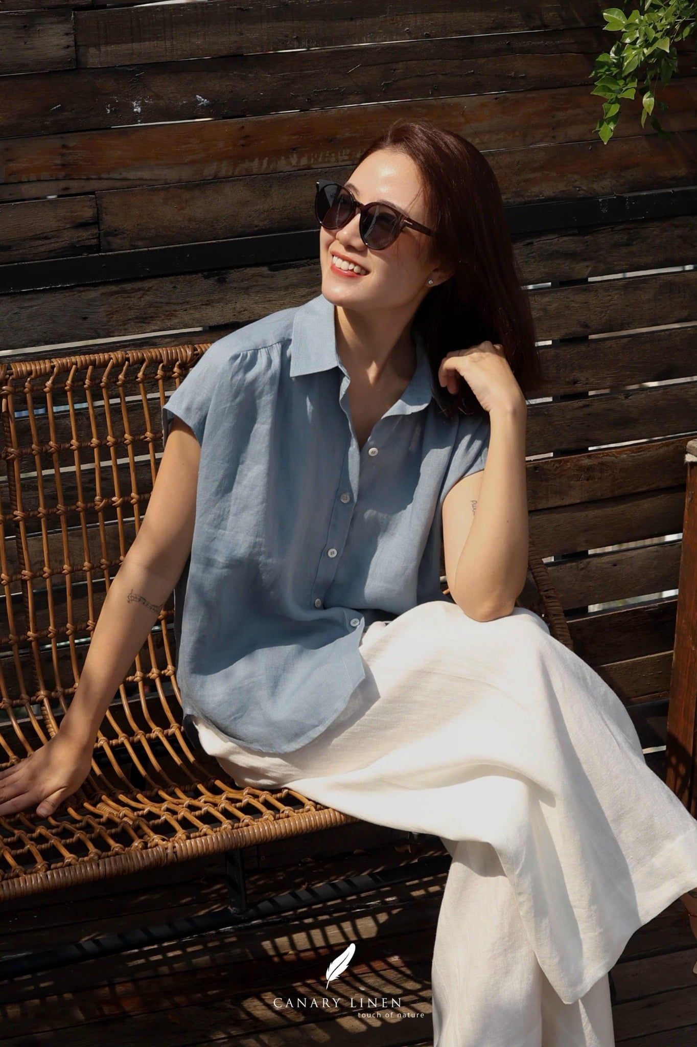  Gathie Shirt - Xanh xám 