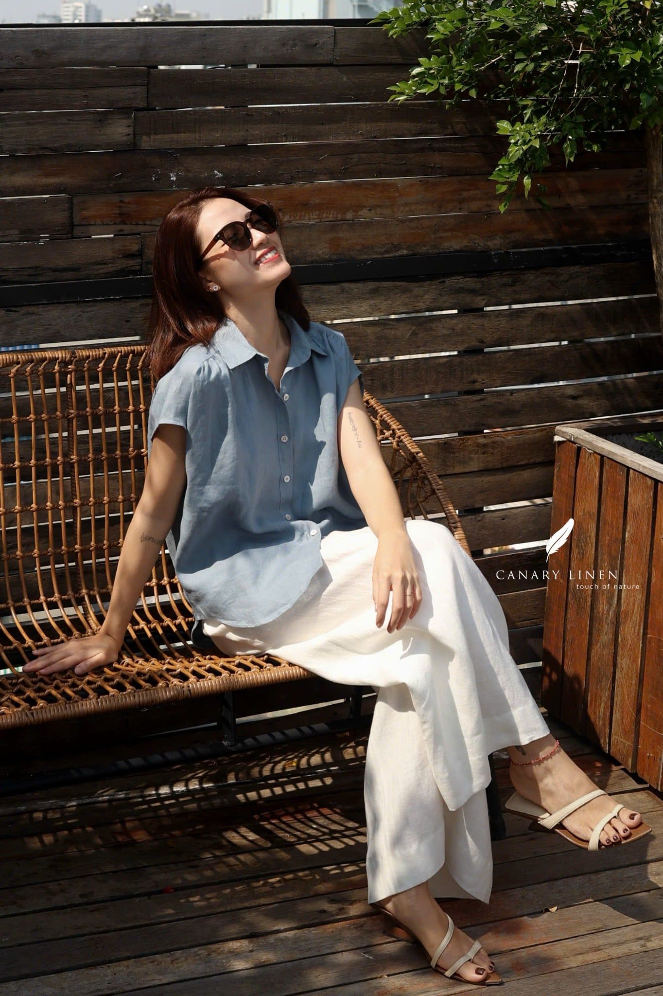  Gathie Shirt - Xanh xám 