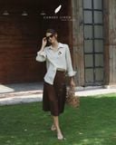  Skew Skirt - Nâu choco 