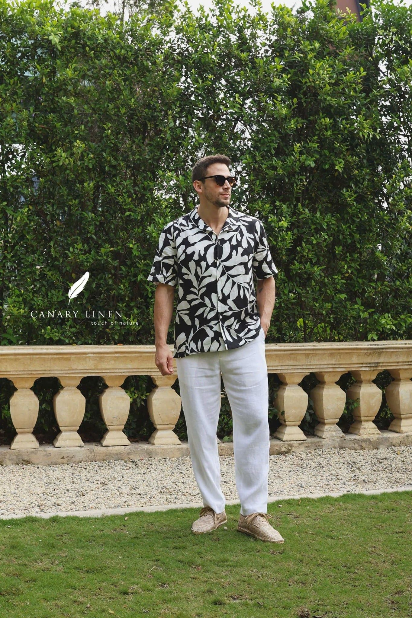  Dant Shirt - Lá trắng nền đen 