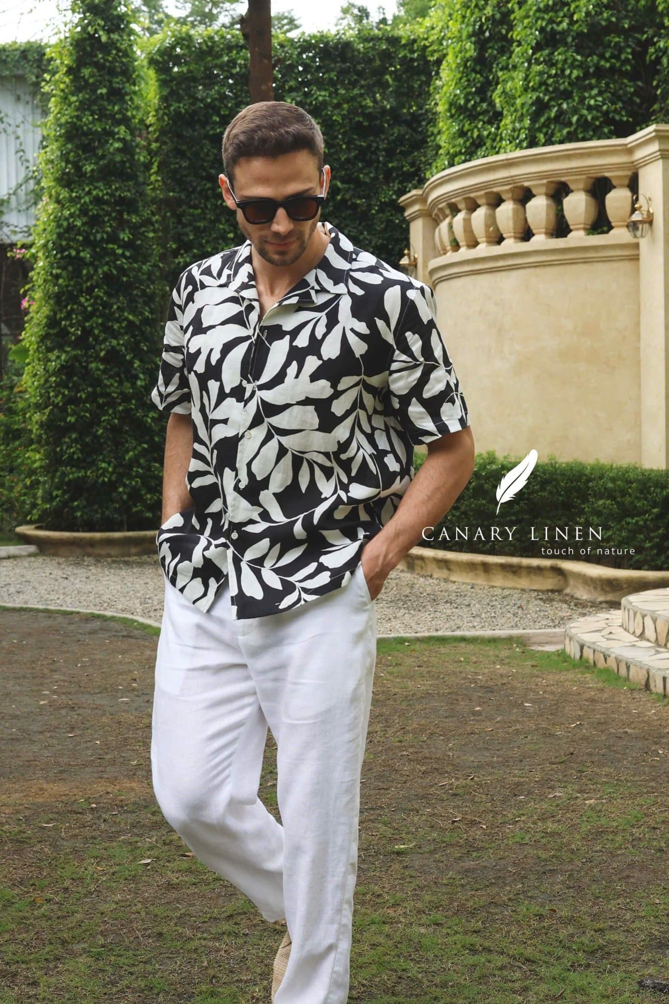  Dant Shirt - Lá trắng nền đen 