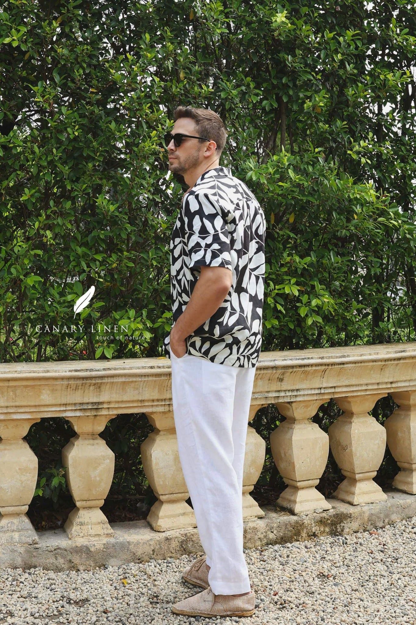  Dant Shirt - Lá trắng nền đen 