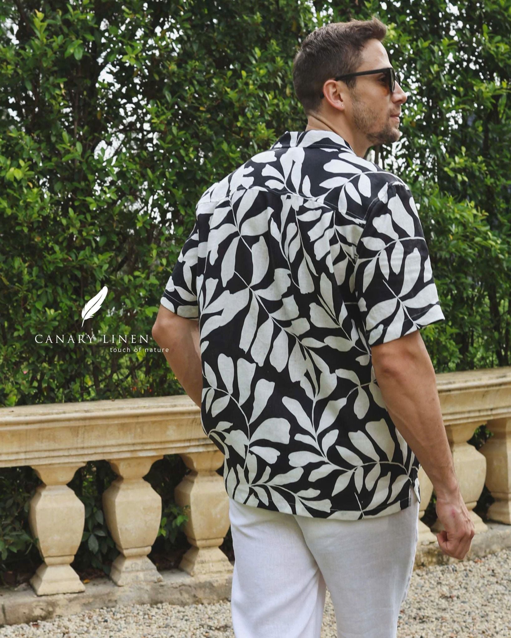  Dant Shirt - Lá trắng nền đen 