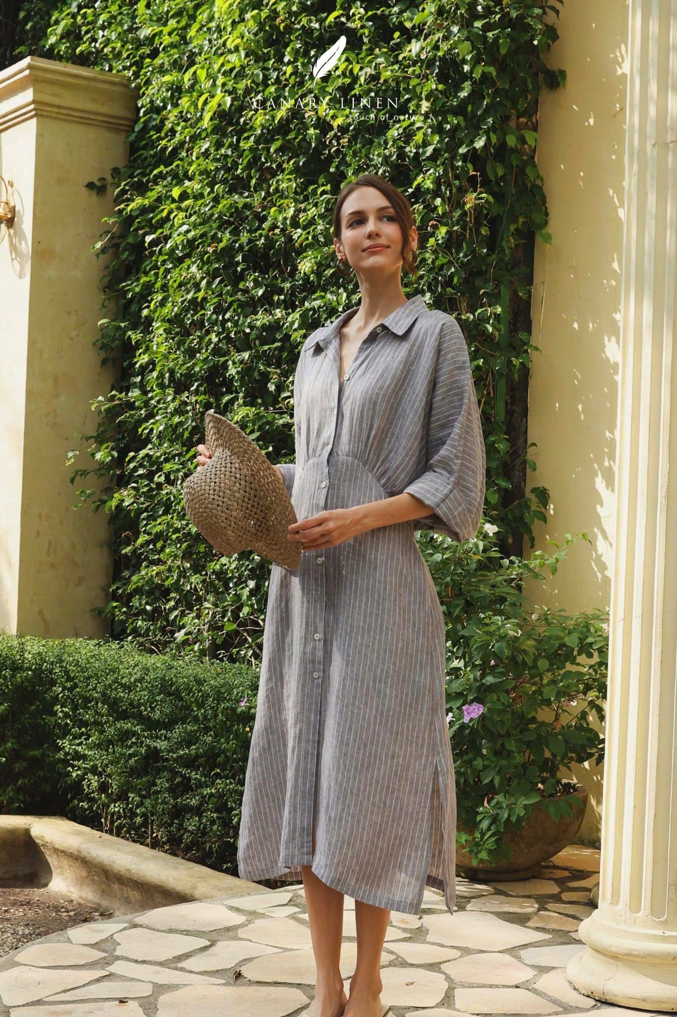  Hazel Dress - Xám đậm sọc 