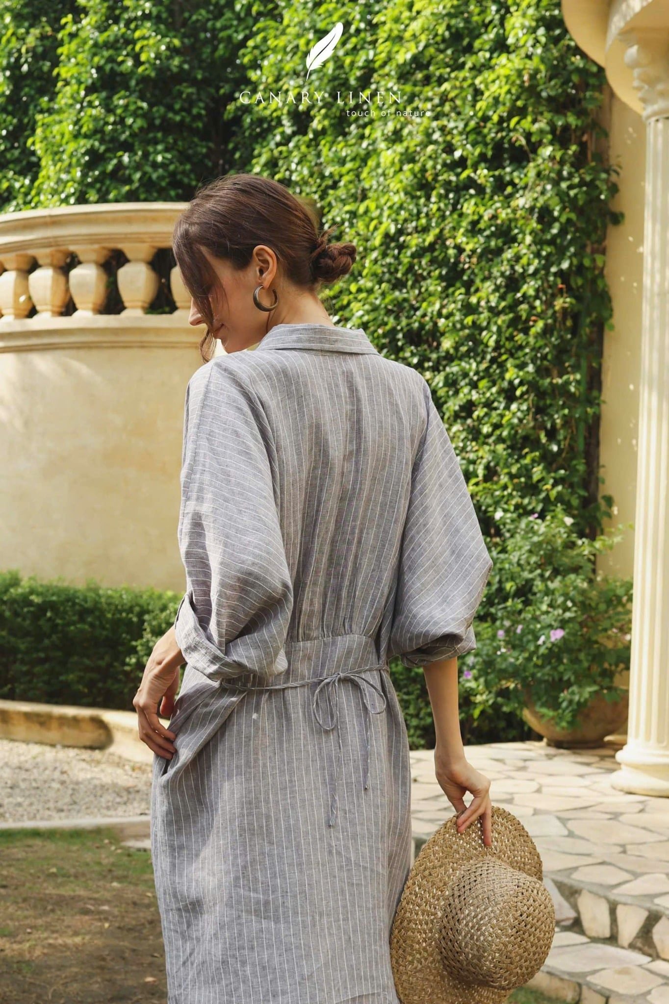  Hazel Dress - Xám đậm sọc 