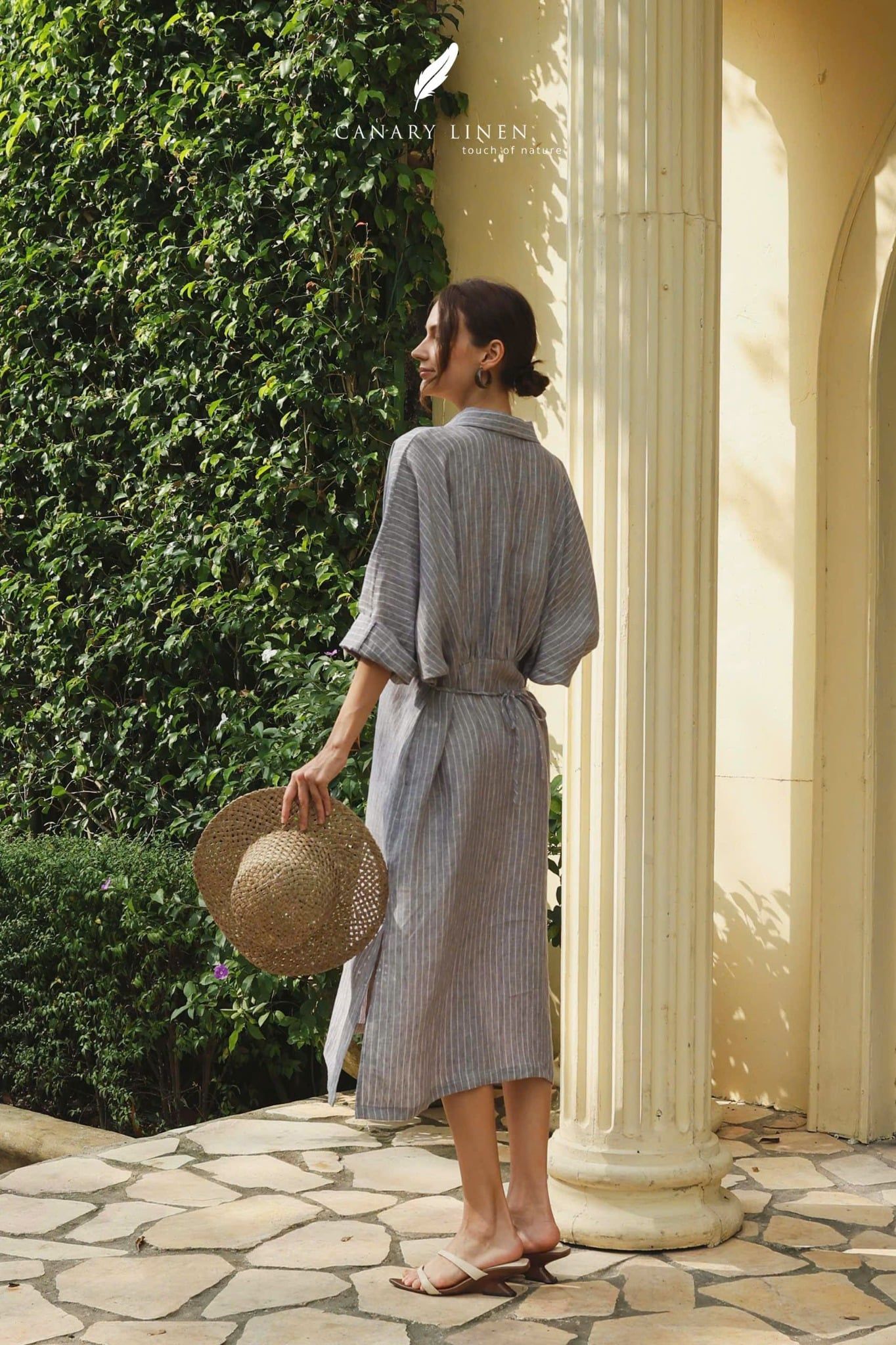  Hazel Dress - Xám đậm sọc 