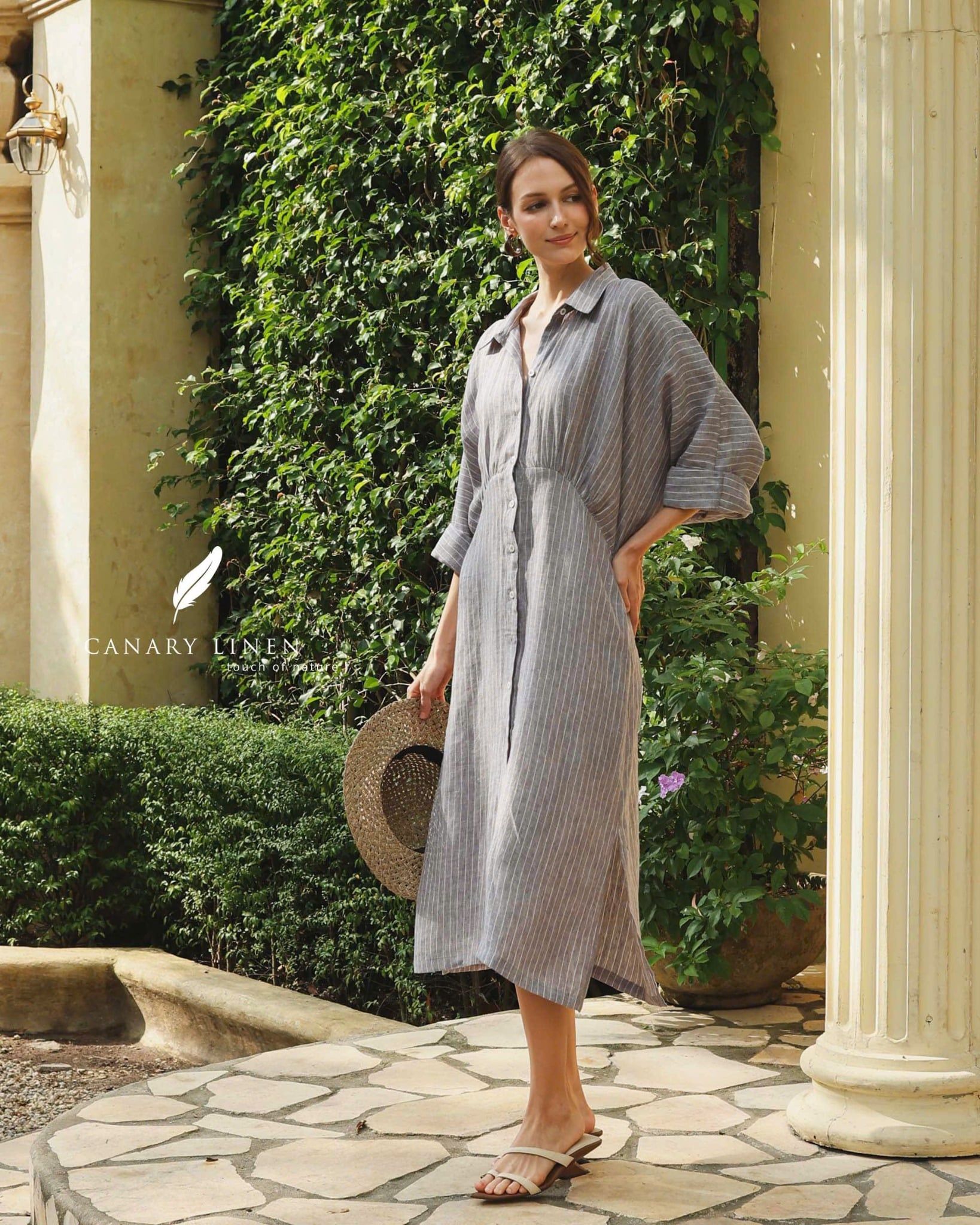  Hazel Dress - Xám đậm sọc 