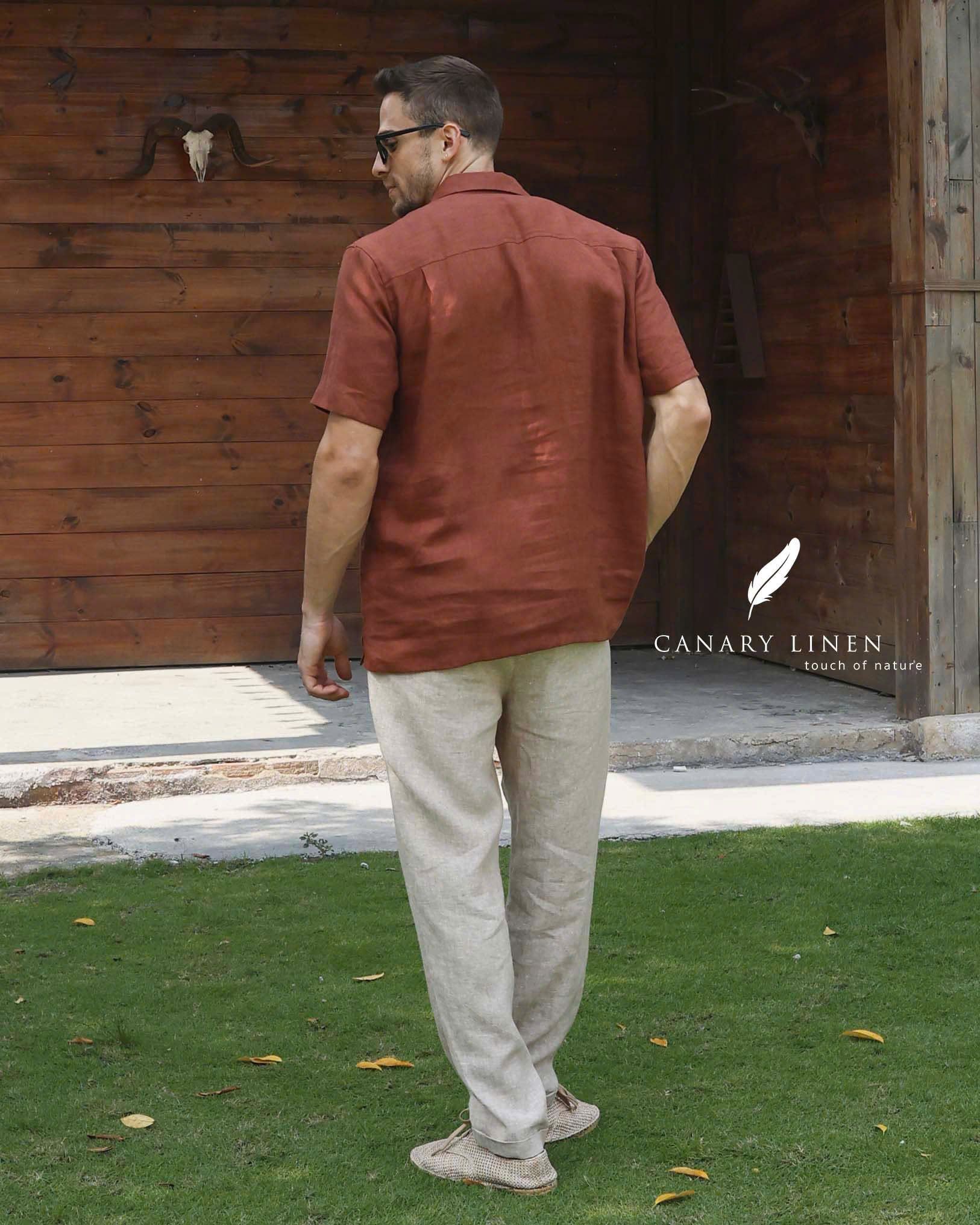  Short-Sleeve Polo Shirt - Nâu đỏ 