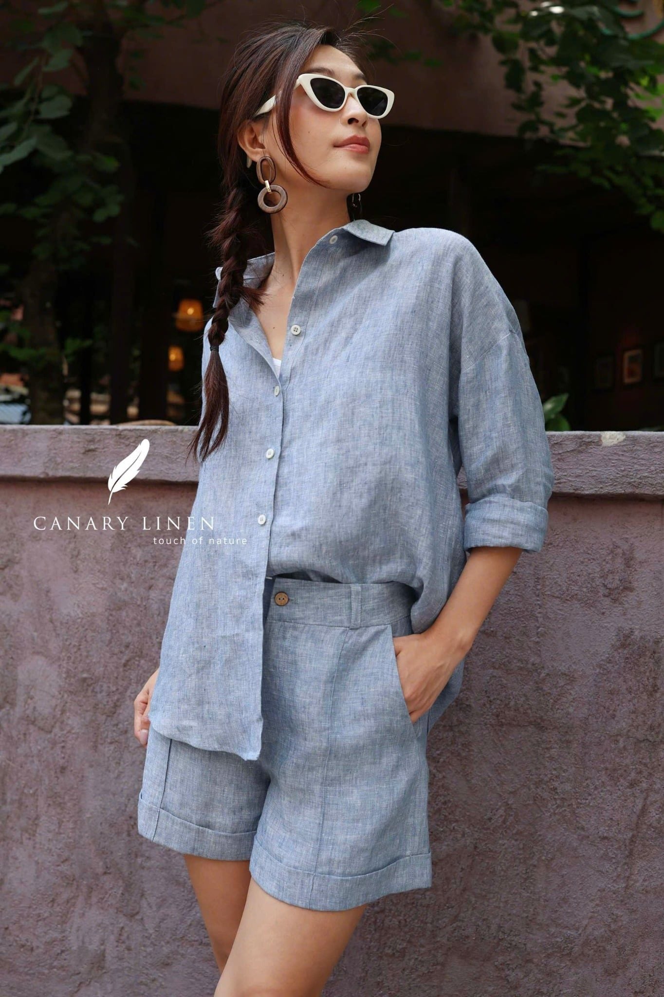  Line Shorts - Xanh nhạt 