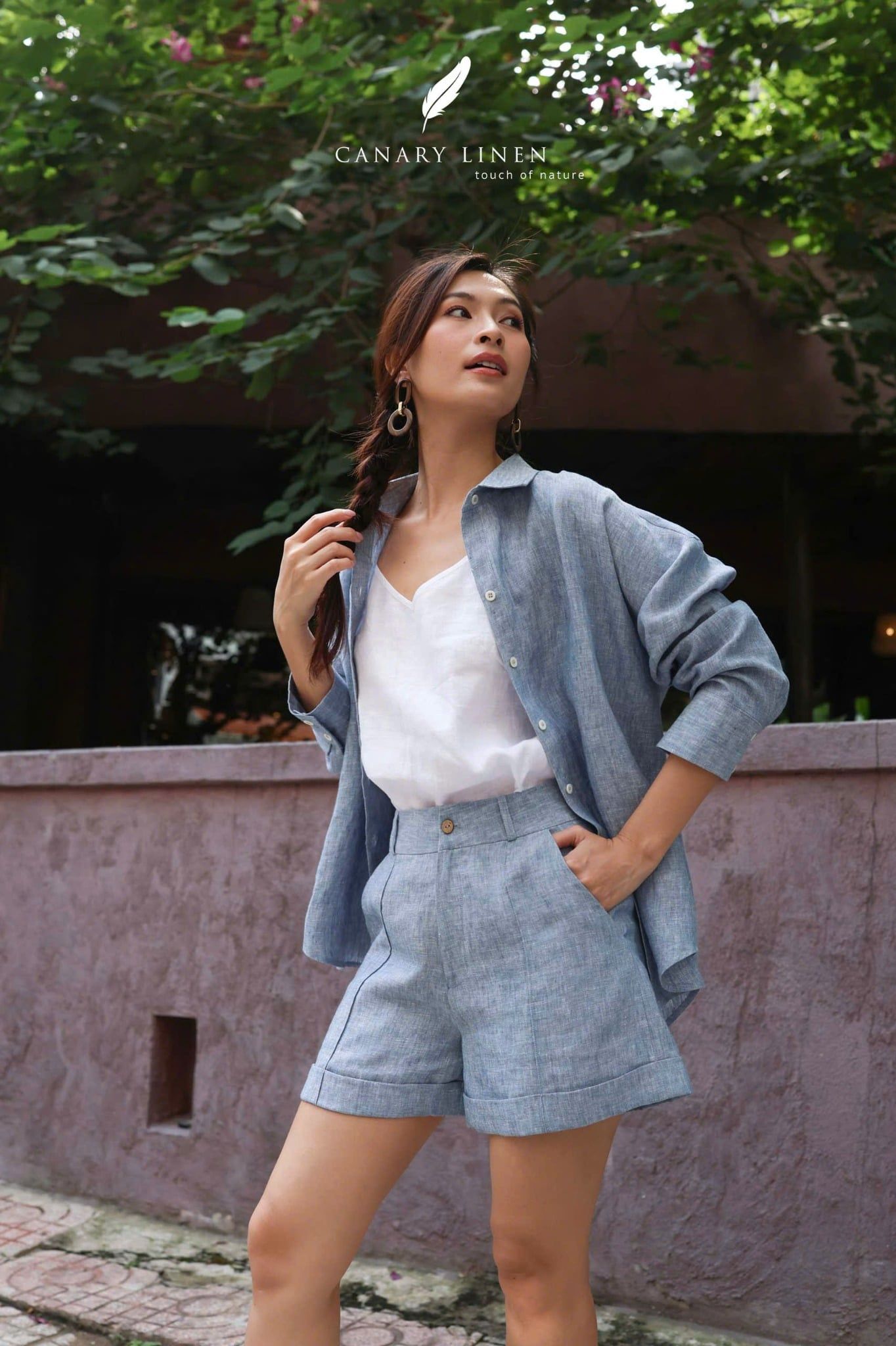  Line Shorts - Xanh nhạt 