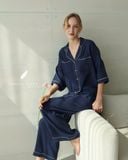  Calma Set - Xanh navy viền xám 