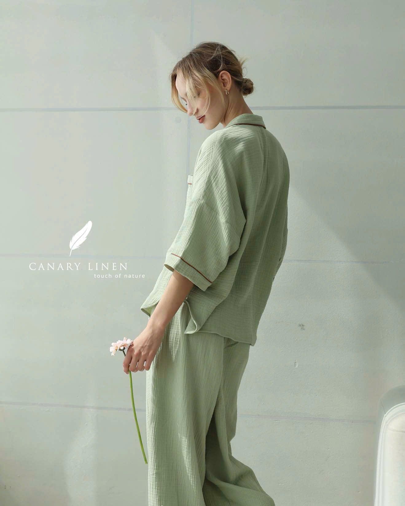  Calma Set - Xanh đậu viền nâu 