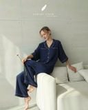  Calma Set - Xanh navy viền xám 
