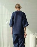  Calma Set - Xanh navy viền xám 