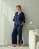  Calma Set - Xanh navy viền xám 