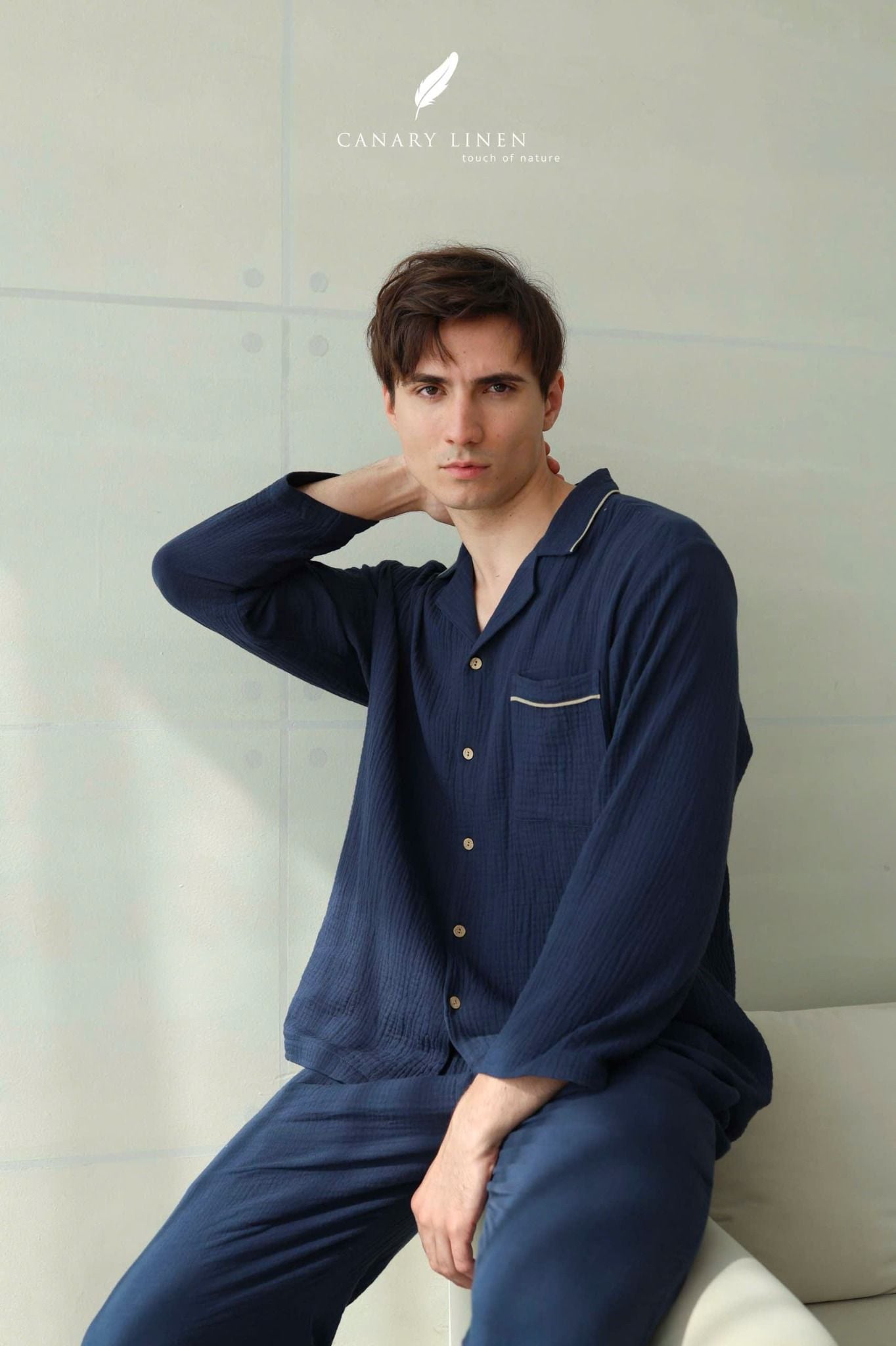  Men - Cove Set - Xanh navy viền xám 