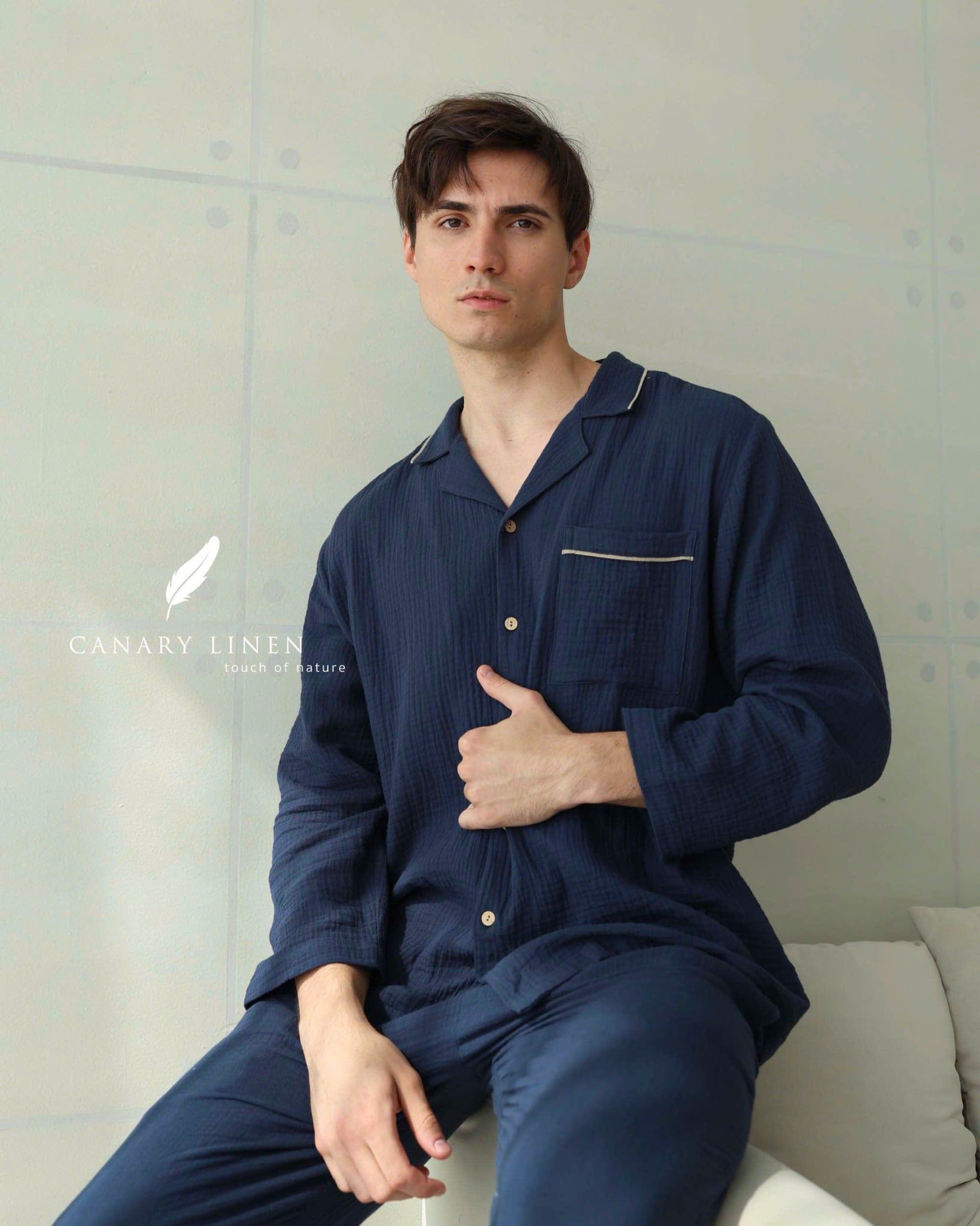  Men - Cove Set - Xanh navy viền xám 