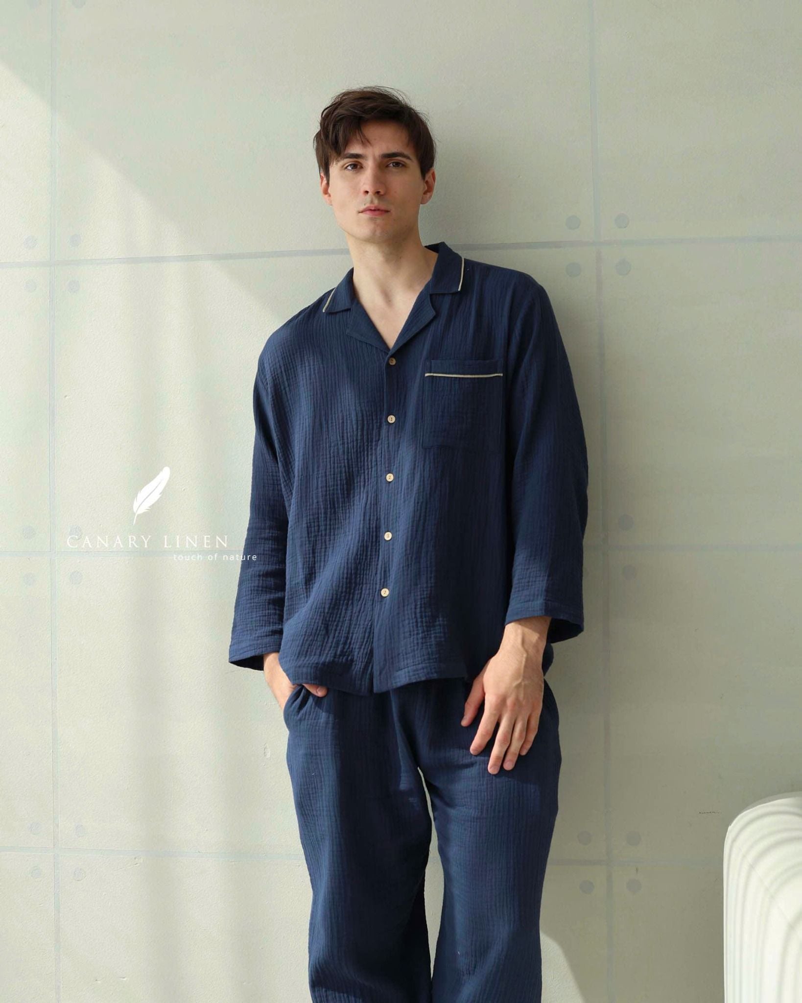  Men - Cove Set - Xanh navy viền xám 