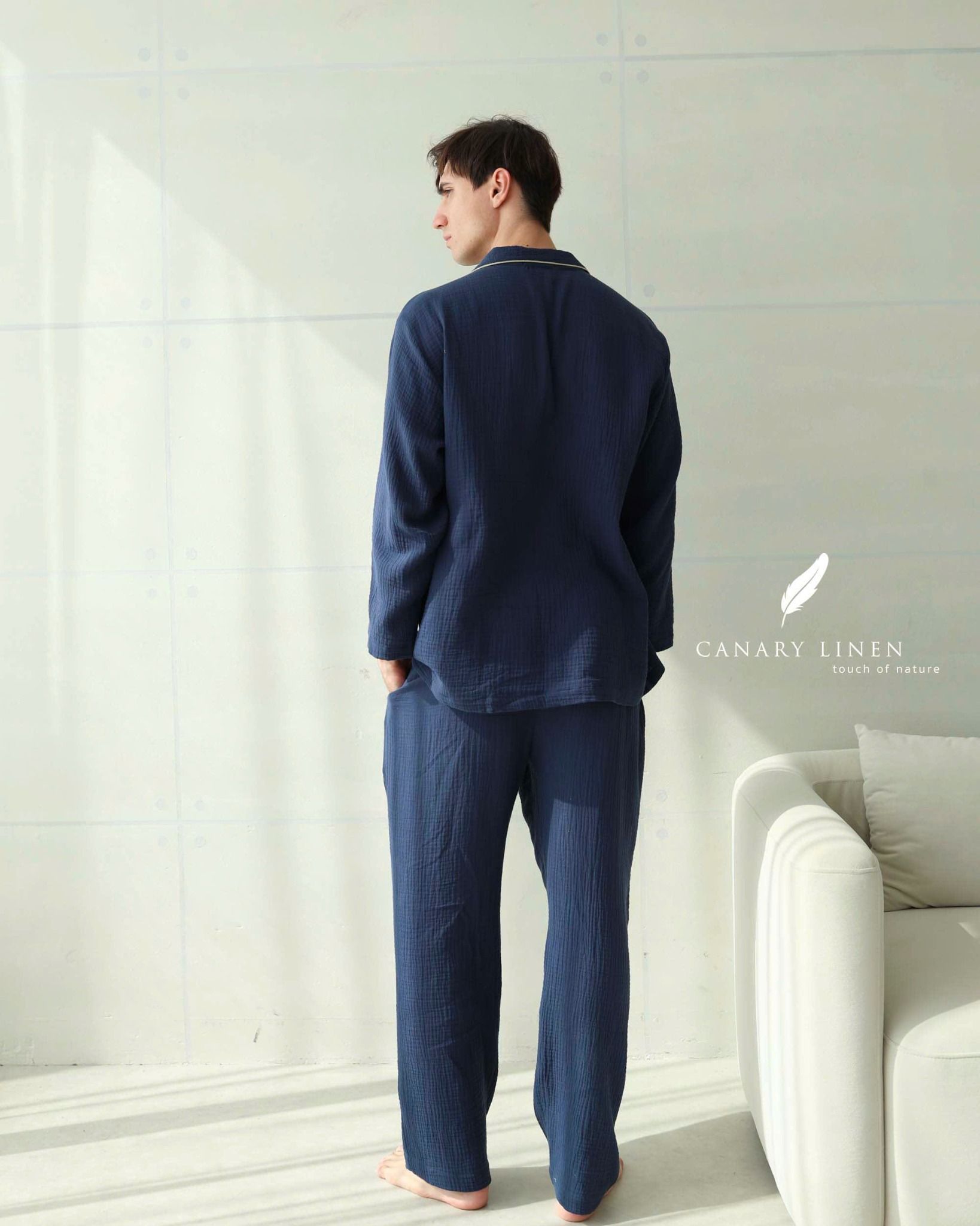  Men - Cove Set - Xanh navy viền xám 