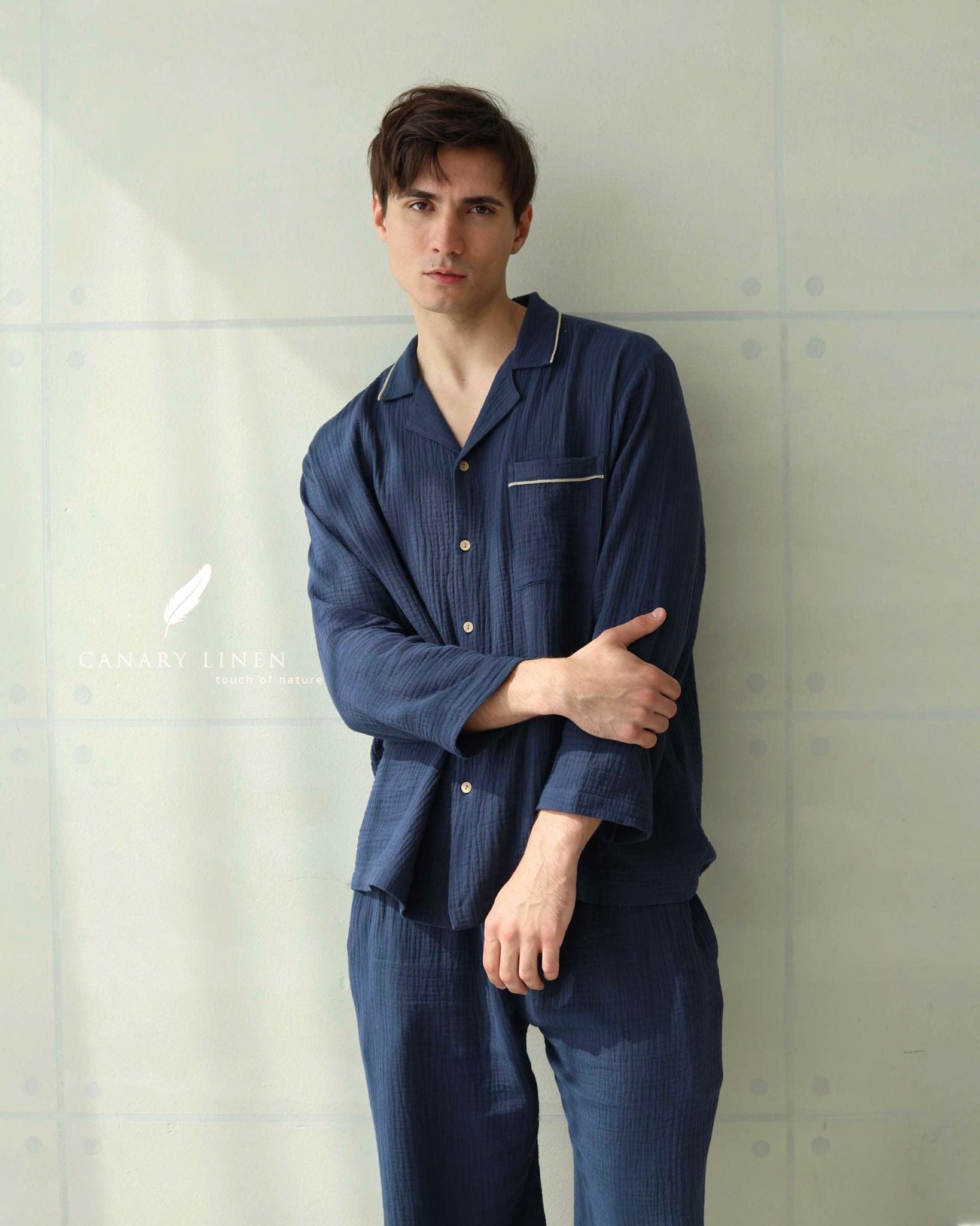  Men - Cove Set - Xanh navy viền xám 