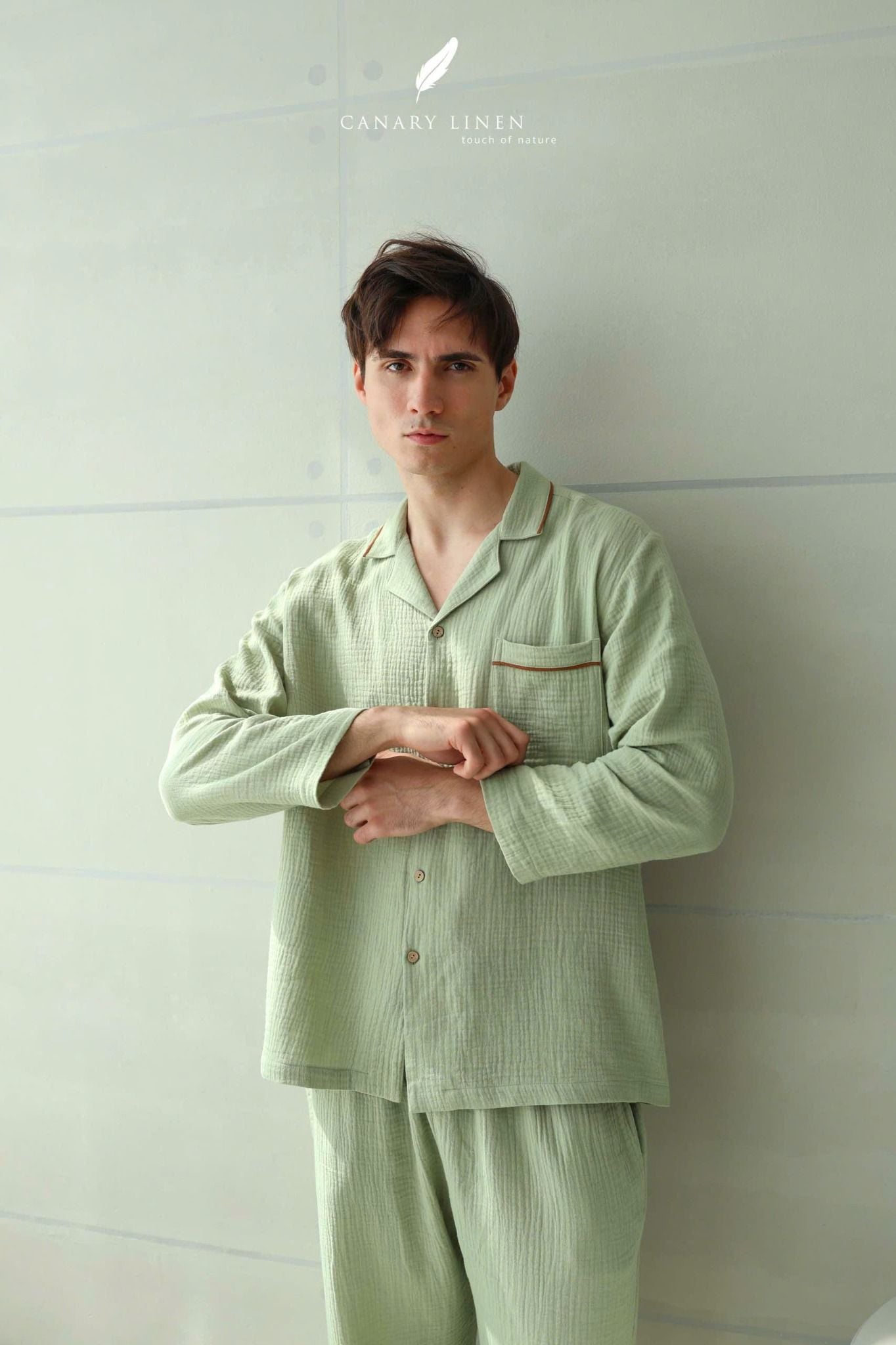  Men - Cove Set - Xanh đậu viền nâu 