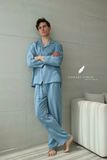  Men - Cove Set - Xanh xám viền nâu be 