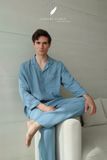  Men - Cove Set - Xanh xám viền nâu be 