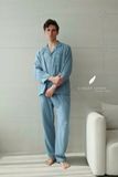  Men - Cove Set - Xanh xám viền nâu be 