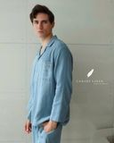  Men - Cove Set - Xanh xám viền nâu be 