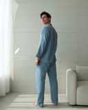  Men - Cove Set - Xanh xám viền nâu be 