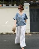  Flora Top - Xanh xám 