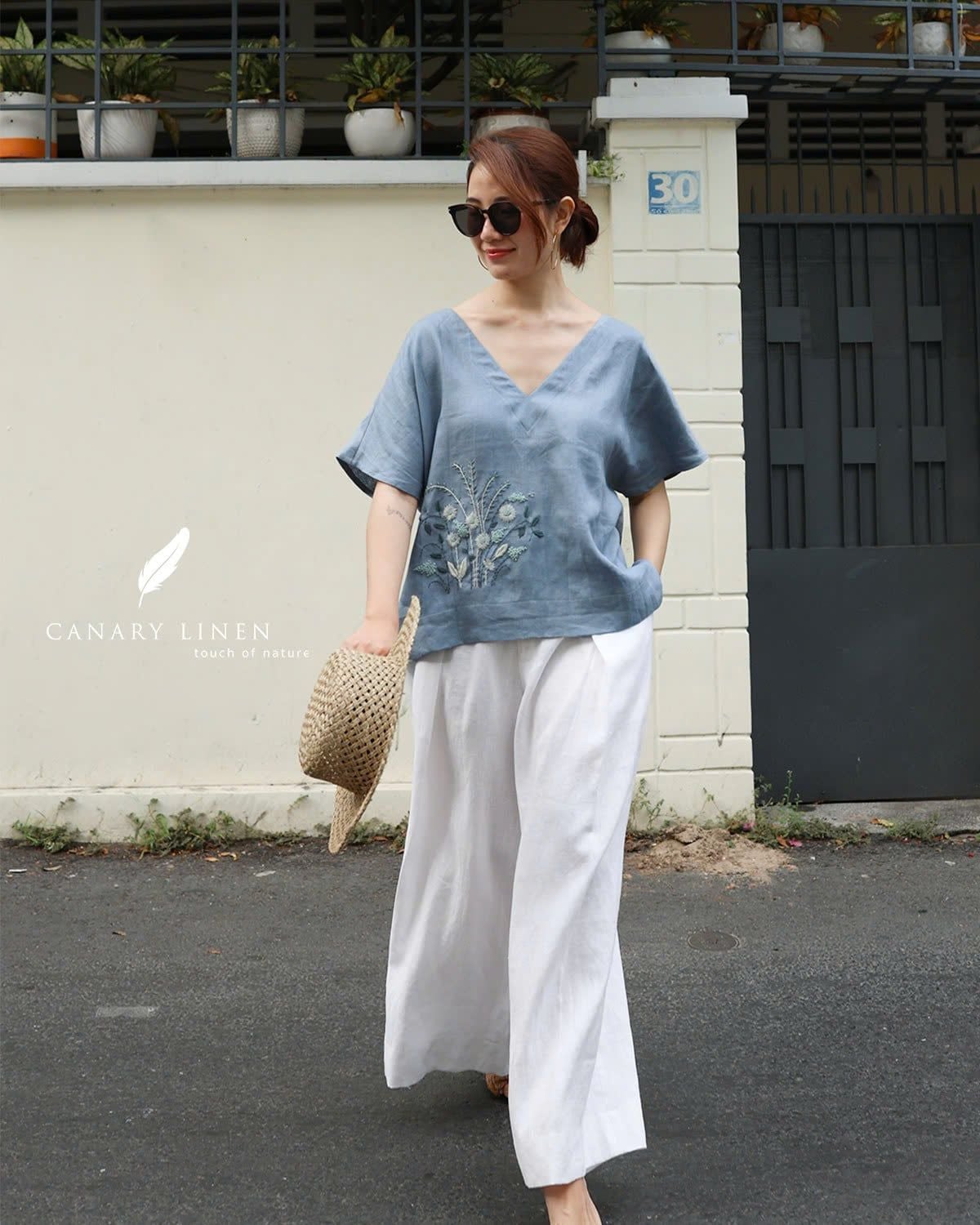  Flora Top - Xanh xám 