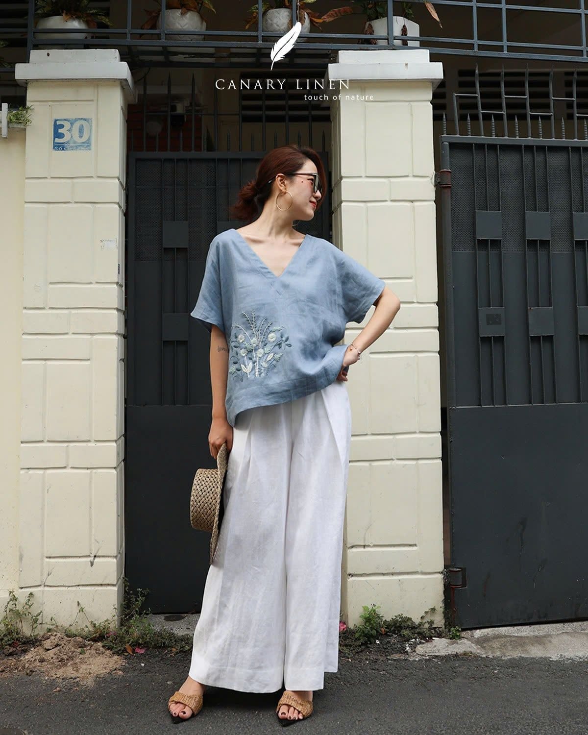  Flora Top - Xanh xám 