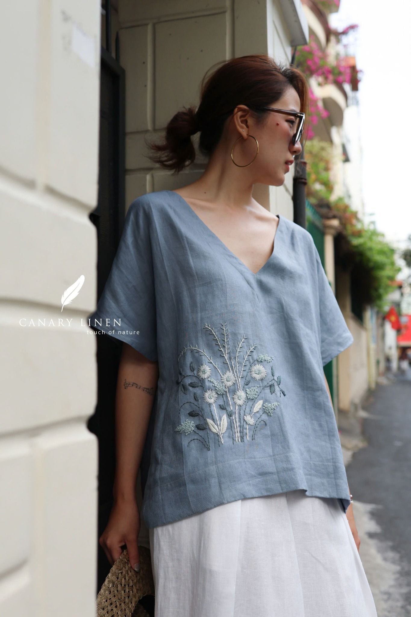  Flora Top - Xanh xám 