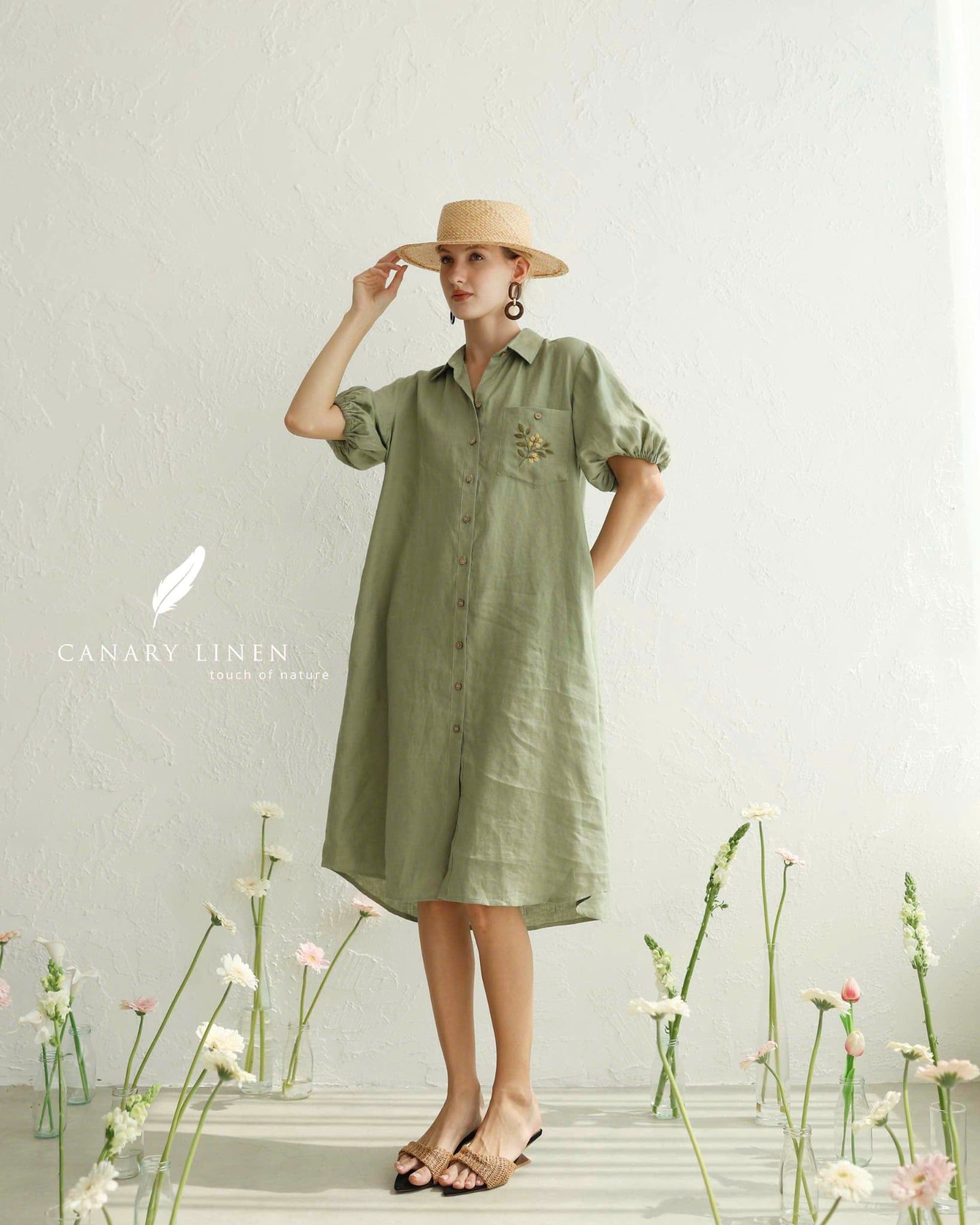  Volia Dress - Rêu nhạt 