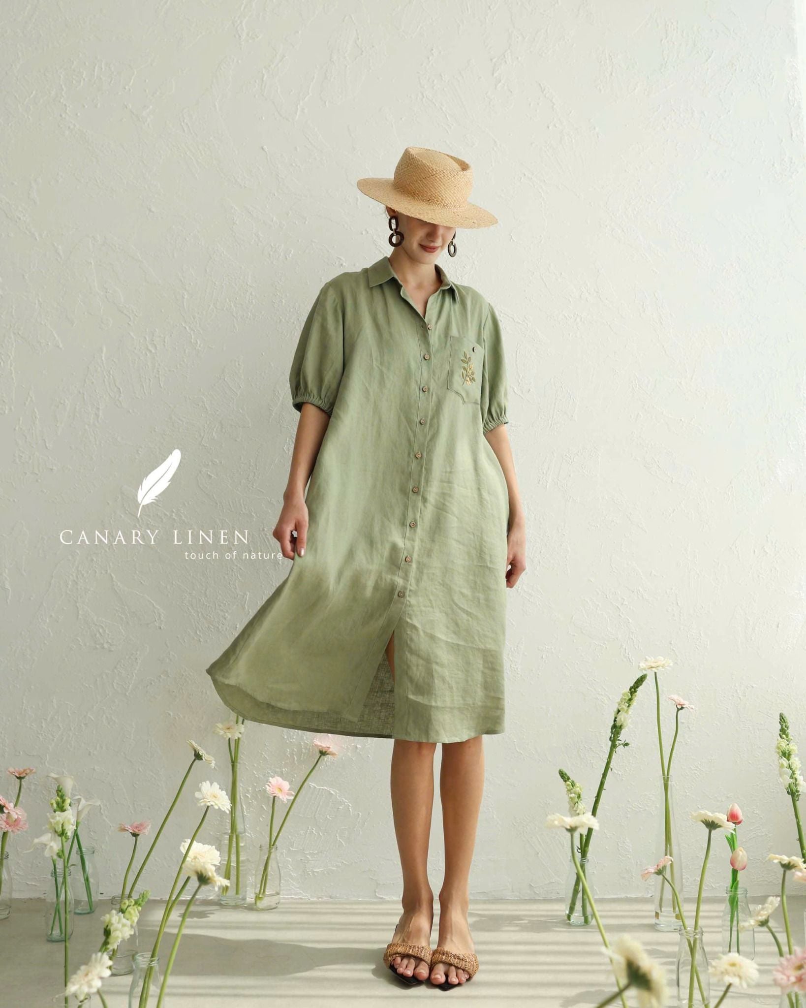  Volia Dress - Rêu nhạt 