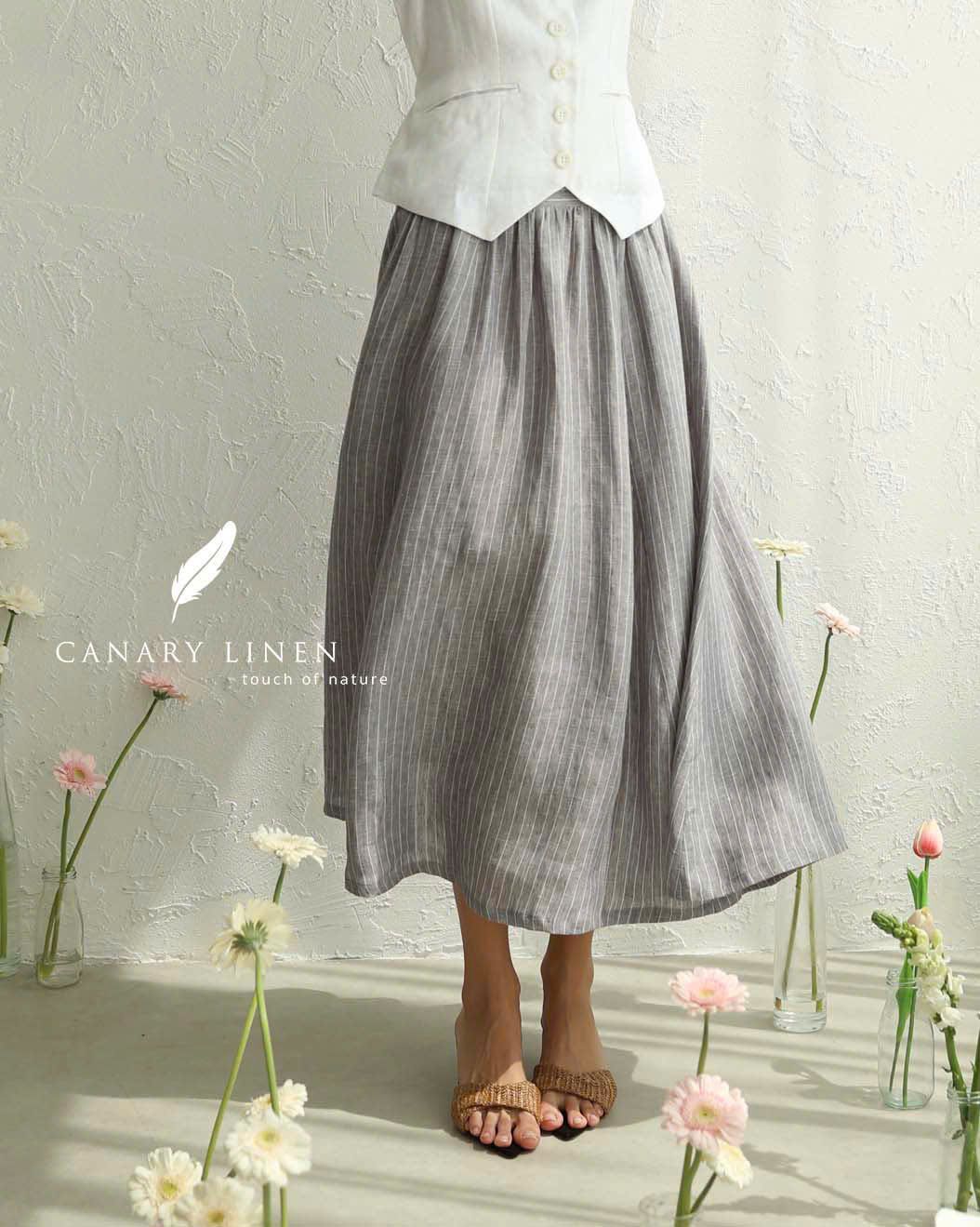  Muse Skirt - Xám đậm sọc 