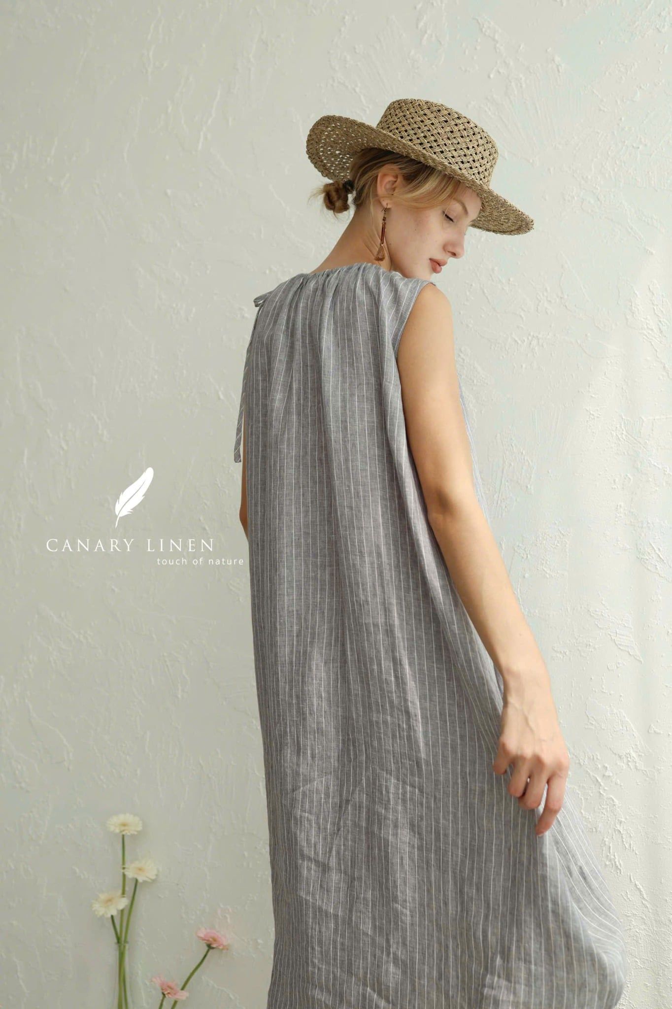  Halyn Dress - Xám đậm sọc 