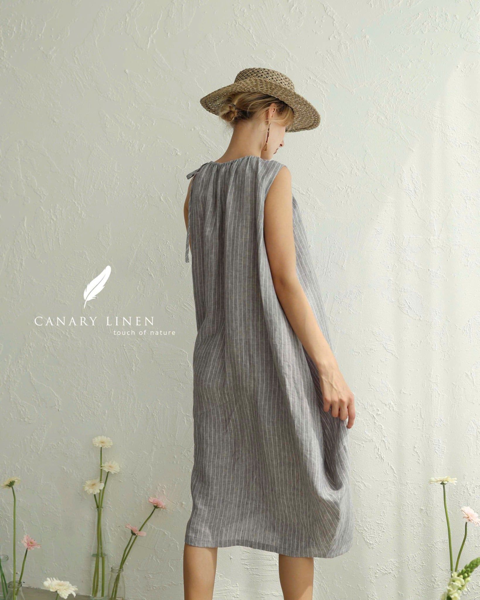  Halyn Dress - Xám đậm sọc 