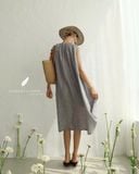  Halyn Dress - Xám đậm sọc 