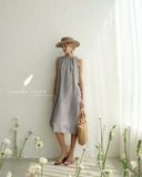  Halyn Dress - Xám đậm sọc 