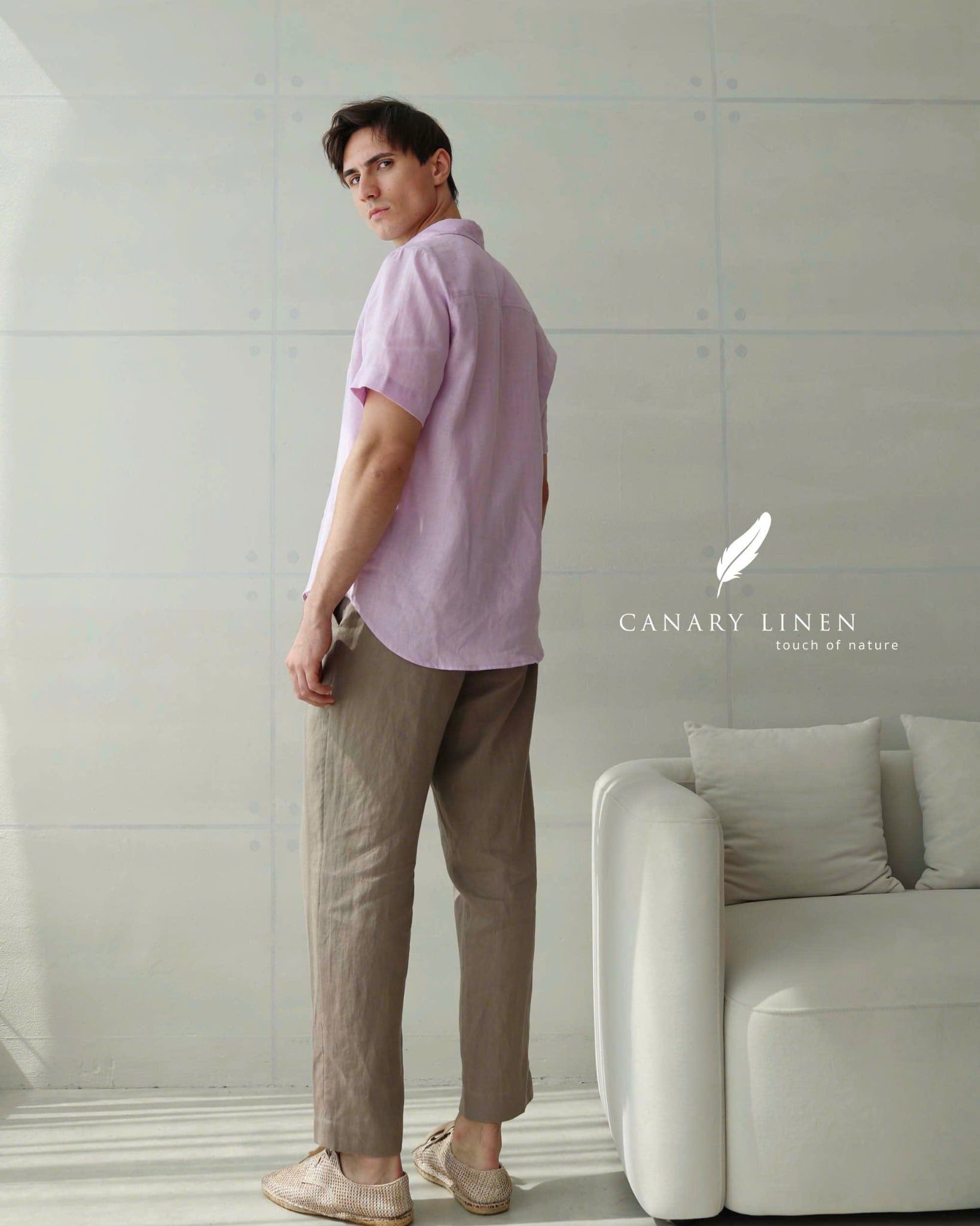  Men's Linen Stride Pants - Nâu xám 