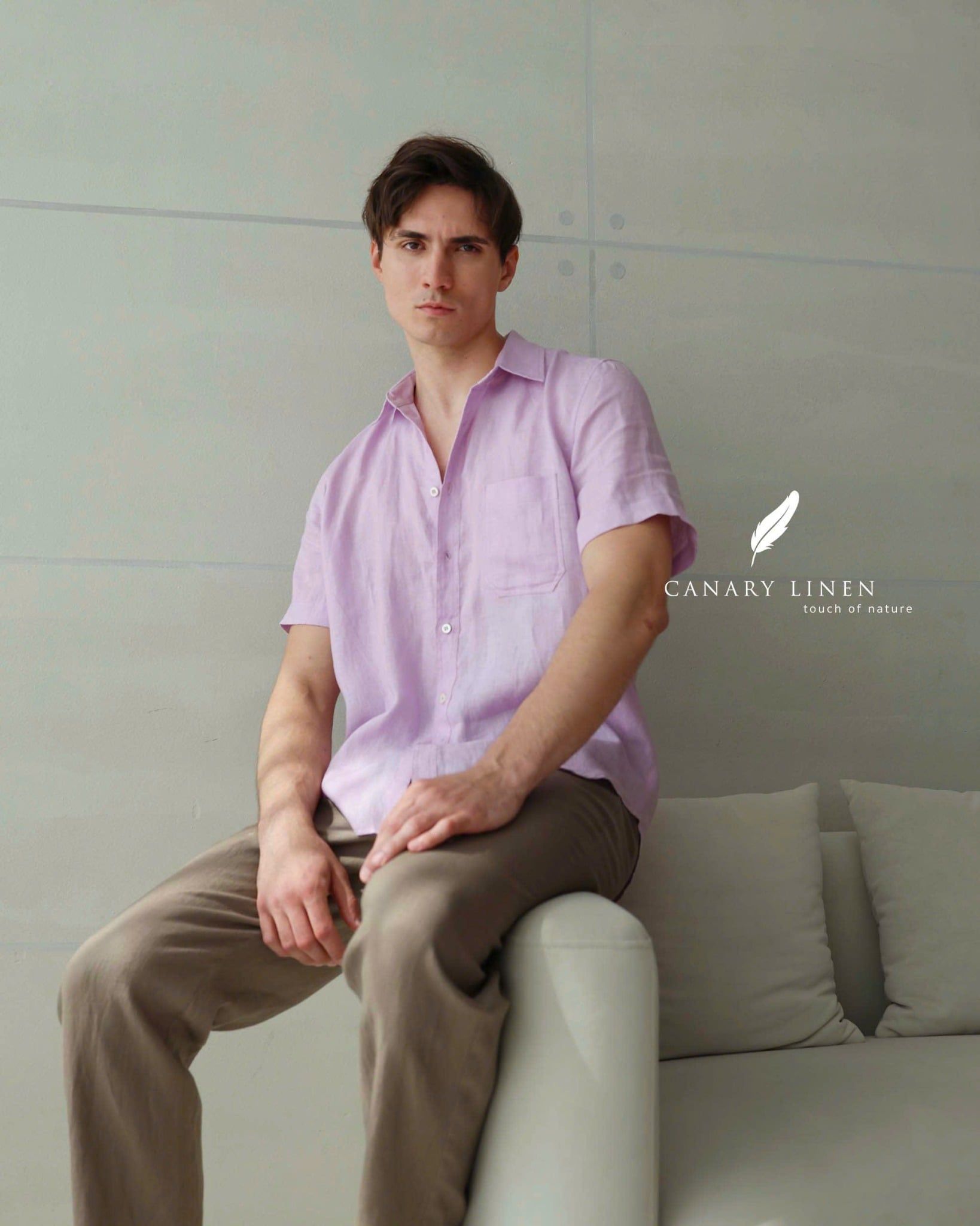  Men's Linen Stride Pants - Nâu xám 