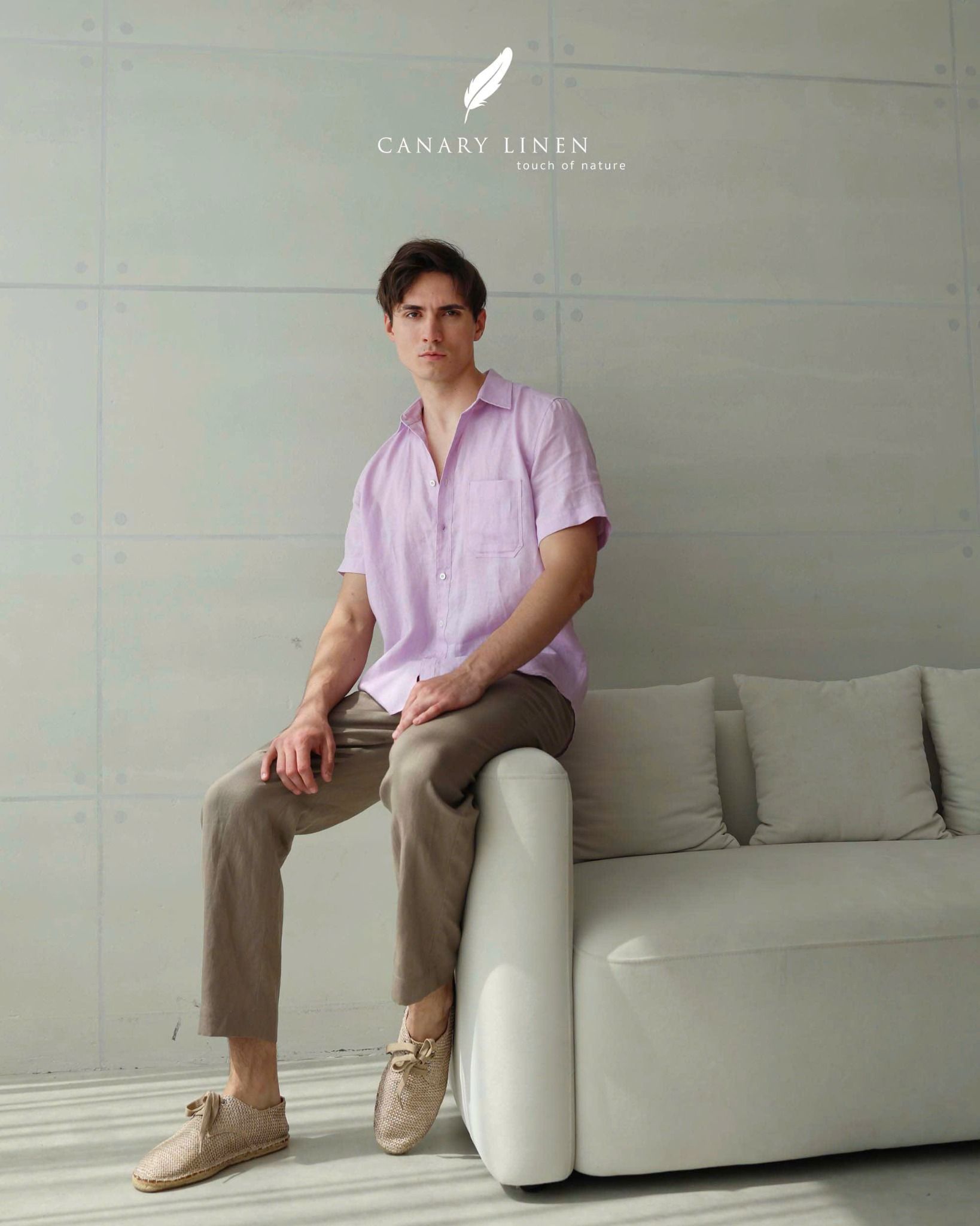  Men's Linen Stride Pants - Nâu xám 