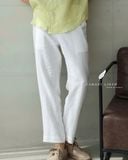  Men's Linen Stride Pants - Trắng 